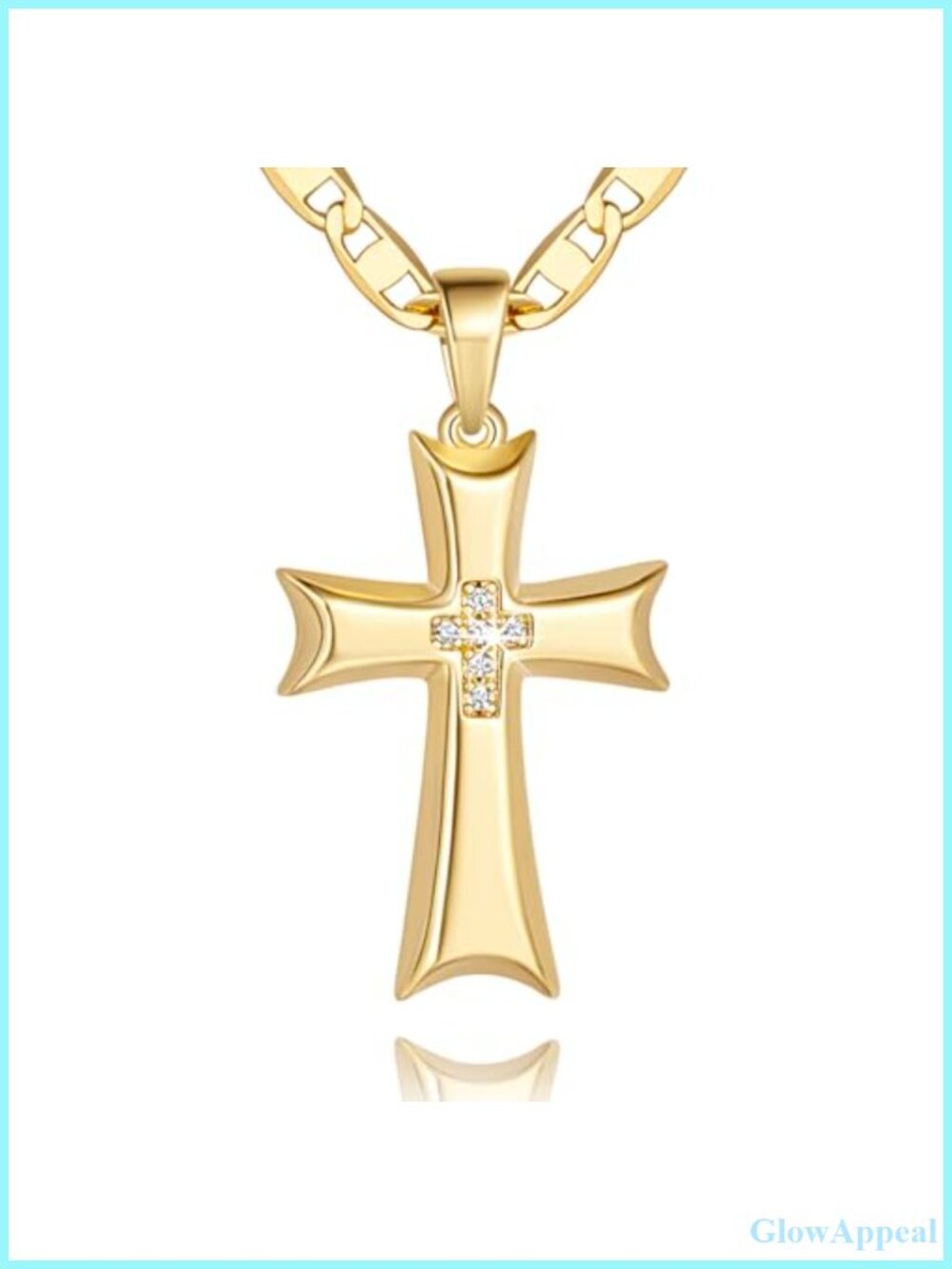 Gold Plated Cross Necklace for Women CZ Pendant Necklace